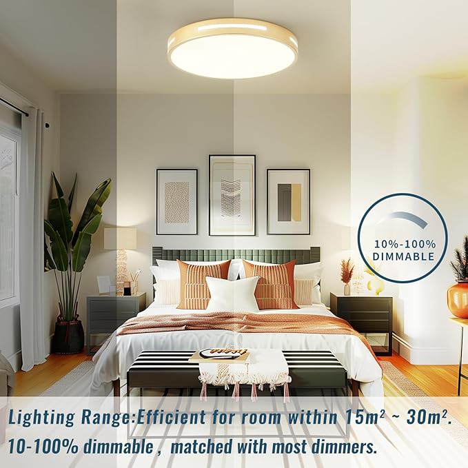 Gold LED Ceiling Light Fixture Flush Mount 15 inch 36W Set of 2, Dimmable Kitchen Lighting Fixtures LED, Modern Light Fixtures Ceiling Mount for Bedroom, Bathroom, Living Room