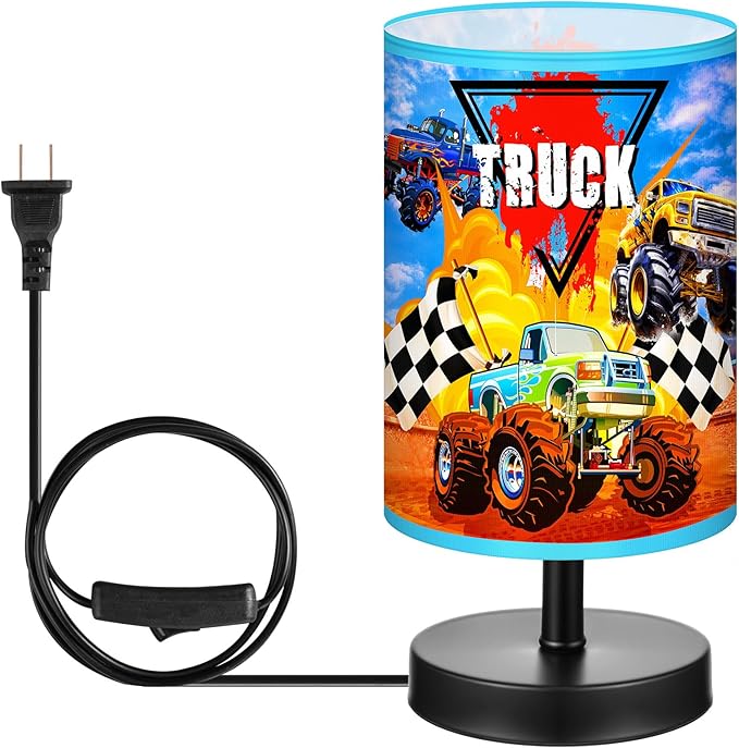 Glooglitter Monster Truck Themed Table Lamp 3 Colors Dimmable Lights 9.72 x 5.12 Inch Monster Truck Themed Night Light Bedside Lamps Decoration for Bedroom Desk Birthday Gifts for Christmas Home Decor