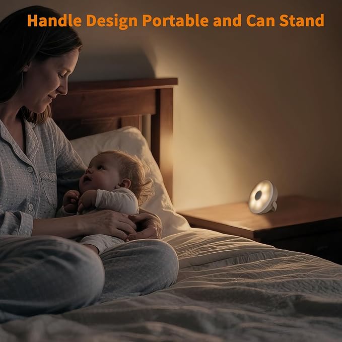 Dawnrise Motion Sensor Night Light Rechargeable (4 Pack), Battery Operated Night Lights with Soft Warm White, Portable Night Light for Bedroom, Stairs, Hallway, Bathroom, Pets House, Cabinet‌,Closet‌
