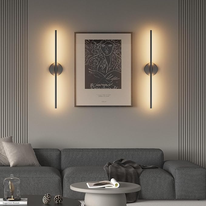 28In Black Wall Sconce Set of Two Hardwired 3000K LED Modern Wall Light Fixture 360° Rotatable for Living Room Hallway Bedroom(2 Pack)