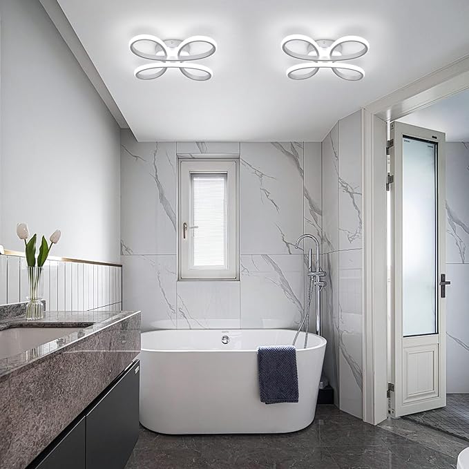ADISUN Modern LED Ceiling Light, 6000K Silver Semi Flush Mount Ceiling Lights for Hallway, Modern Lamps for Living Room Bedroom Corridor Aisle Hallway Indoor Ceiling Lamp (L14.56*W14.56*H1.18)