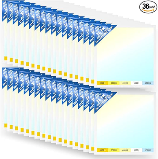 LED Flat Panel Light LED Drop Ceiling Light Fixture, 5 CCT 3000K-6500K Adjustable & 5 Wattage Selectable Recessed Back-Lit Fixture for Office, ETL Listed(32Pack 2x2)
