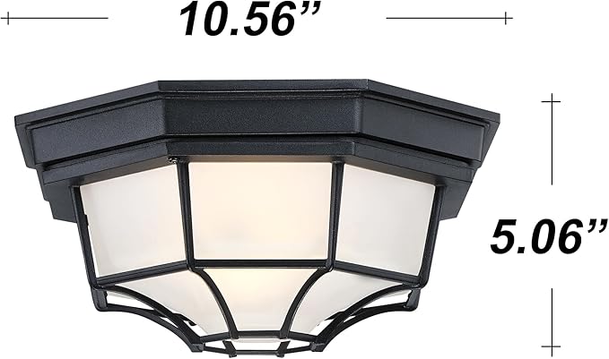 10.5 inch Black Octagonal Outdoor Ceiling Lights LED 2700K 3000K 3500K 4000K 5000K Close to Ceiling Light Farmhouse Spider Web Lamp Black Entry Door Lights,Aluminum Alloy,Glass,17W,120V,850Lm-1050Lm