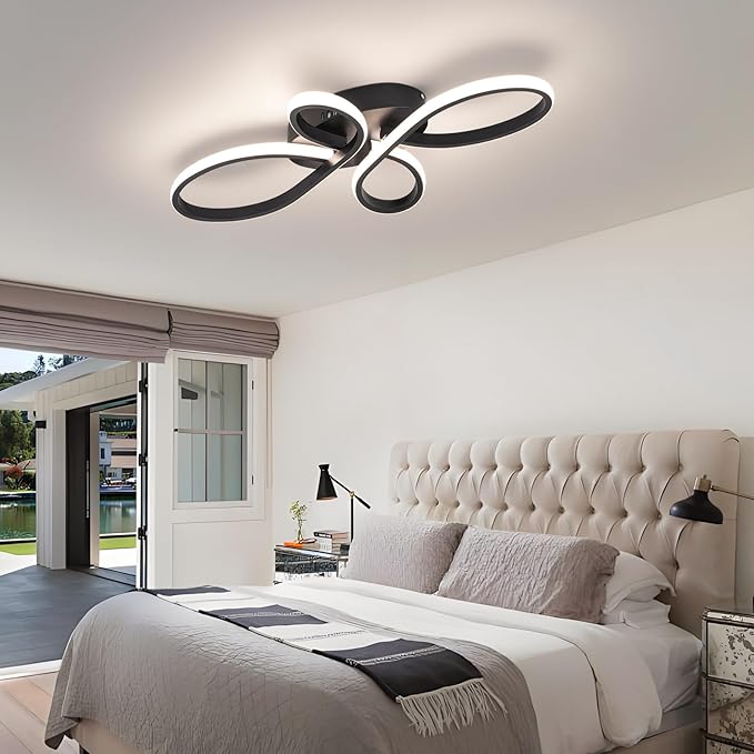 Modern LED Ceiling Light, Hallway Light Black Close to Ceiling Light for Kitchen Bedroom Balcony Bathroom Room (23.62Inch)