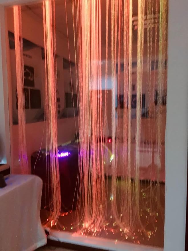 AKEPO 16W RGBW Optical Fiber Curtain Lights Kit, Waterfall Curtain Light for Sensory Room Decoration with Flash Point Fiber Optic Cables 450 Strands 0.03in/0.75mm 13.1ft/4m