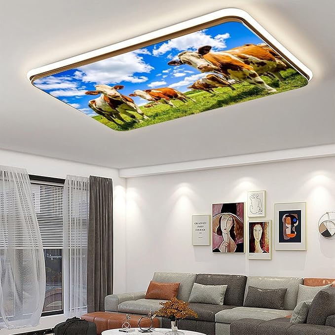 2 Pack Fluorescent Light Covers - Funny Cattle Magnetic Ceiling Light Covers for Classroom & Home Office