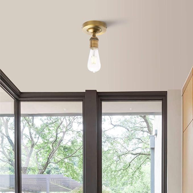 Phansthy Semi Flush Mount Ceiling Light Fixture, Vintage Industrial Close to Ceiling Light, Pendant Light Fixture Ceiling for Bedroom Kitchen Living Room Dining Room (Minimalist -Antique)