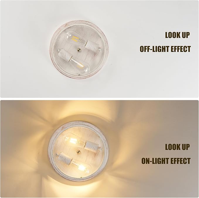 2-Pack Cage Flush Mount Ceiling Light Fixtures, Indoor Modern Close to Ceiling Mount Lights, White and Gold, E26 Base House Lights for Kitchen Bedroom Living Room