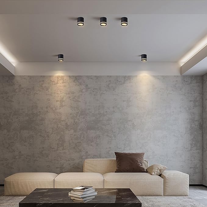 2.36" LED Ceiling Spotlight Indoor Cylinder Downlight 5W 3000K Black Aluminum Spot Light Ceiling Light Fixture for Hallway Corridor Gallery Display Kitchen Living Room Dining Room Bedroom