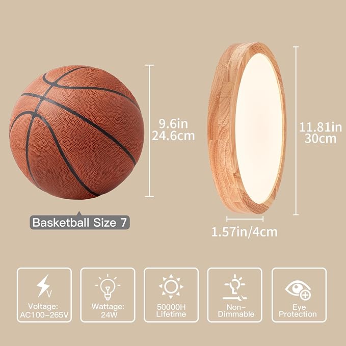 Modern LED Ceiling Light for Bedroom: Minimalist Wood Flush Mount Ceiling Light Fixture with Acrylic Lampshade - 4500K Not Dimmable Overhead Ceiling Lamps for Kitchen Hallway Living Room (11.8" Wood)