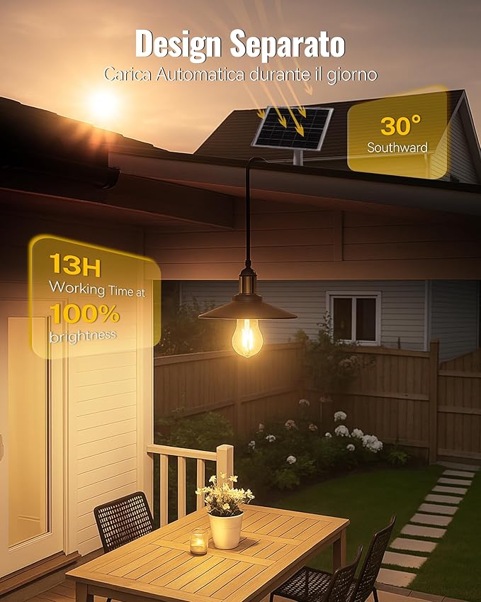 Solar Pendant Light Indoor Outdoor, 1000LM Solar Shed Light IP65 Waterproof Metal Powered Hanging Chandelier, Gazebo Lights with Remote for Barn Gazebo Yard Garage Patio