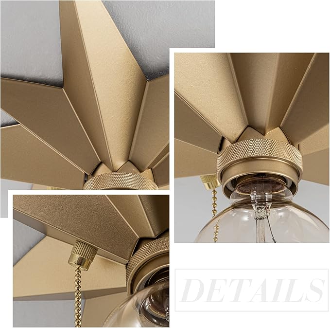 VILUXY Flush Mount Ceiling Light, Gold Star Light Fixtures Mini Ceiling Lamps with Pull Chain On/Off Switch for Hallway, Entryway, Study Room, Bedroom