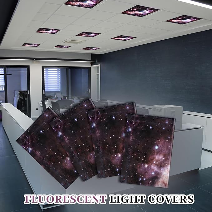 VIHOSE 4 Pcs 2 x 2 Feet Fluorescent Light Covers for Ceiling Lights Classroom Magnetic Light Filters for Reducing Harsh Glare Flicker for Office Classroom Home Drop Ceiling(Star Cluster)