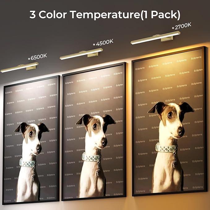 Wireless Picture Lights for Wall, Battery Operated Wall Light for Painting Rechargeable CCT Rotatable Art Gallery Light with Remote Dimmable Timer for Artwork Frame Display Dartboard