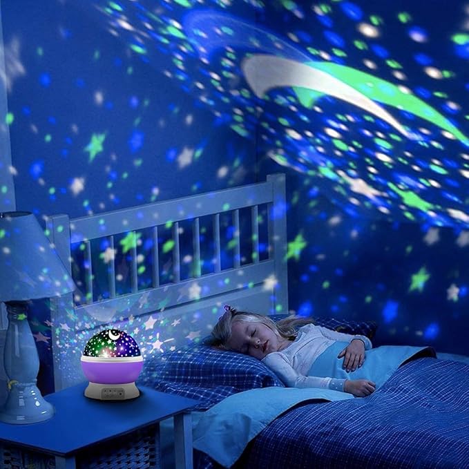 MOKOQI Star Projector Night Lights for Kids, Birthday Gifts for 1-4-6-14 Year Old Girl and Boy, Projection Lamp for Kids Bedroom, Glow in The Dark Stars and Moon for Child Asleep Peacefully- Purple