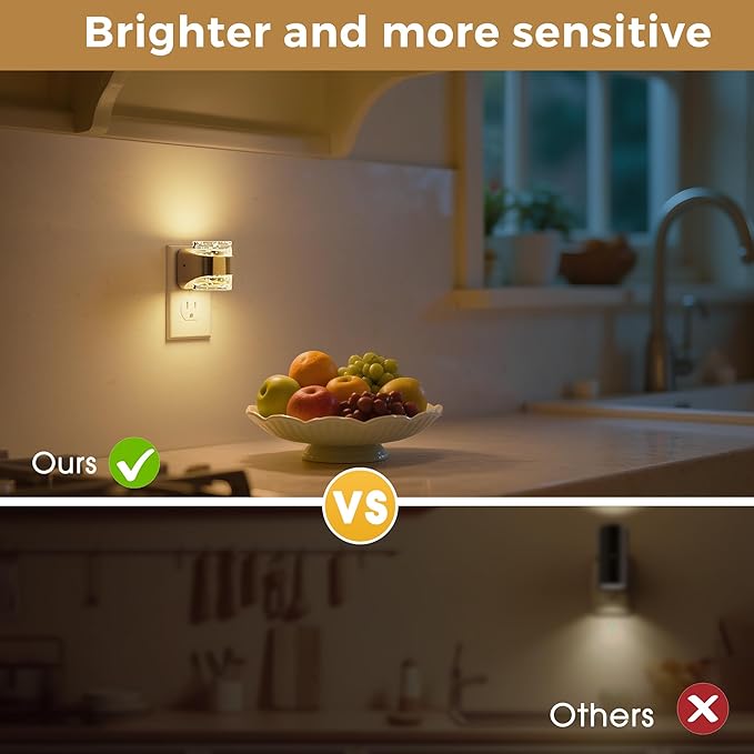 L LOHAS LED Night Light, 2 Pack 3000K Bubble Night Lights Plug into Wall, Acrylic Night Lights with Light Sensor, Adjustable Brightness,Plug in Nightlights for Rooms Bathroom Hallway