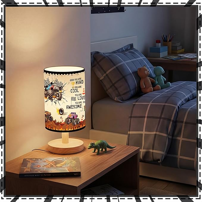 Glooglitter Monster Truck Table Lamp 3 Colors Dimmable Lights 9.72 x 5.12 Inch Monster Truck Bedroom Lamps Kind Cool Loved Bedside Night Light for Desk Birthday Gifts