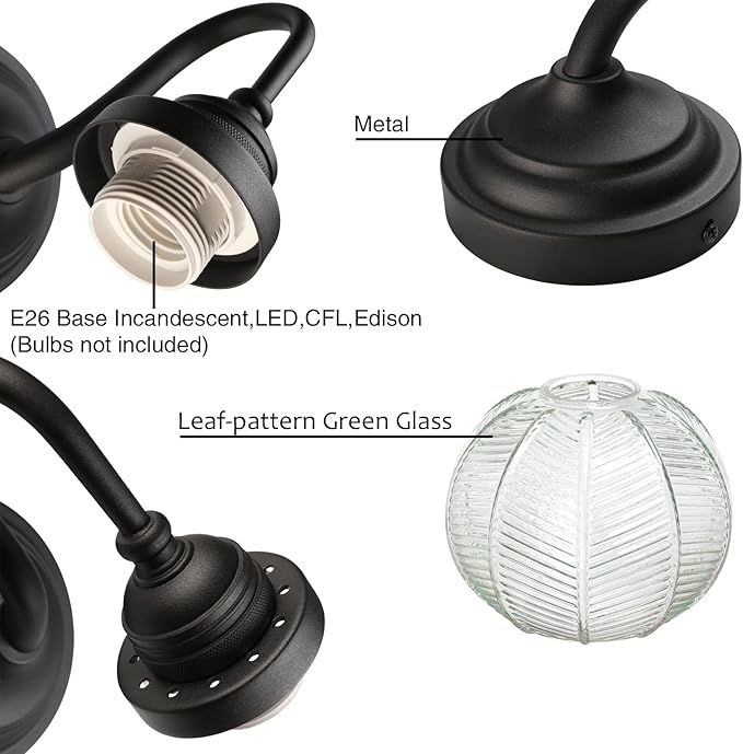 PERMO Vintage Wall Sconce with Clear Ribbed Glass Shade Retro Matte Black Sconce Bronze Bathroom Wall Light for Loft Kitchen Living Room Bedroom Hallway Doorway