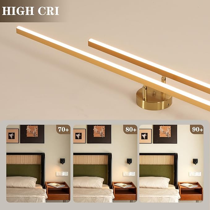 Gold Modern Sputnik Chandelier Ceiling Light Fixtures,2-Lights Industrial Metal Semi Flush Mount Ceiling Light for Bedroom Dining Room Living Room Kitchen Hallway(Gold, 2 Head)