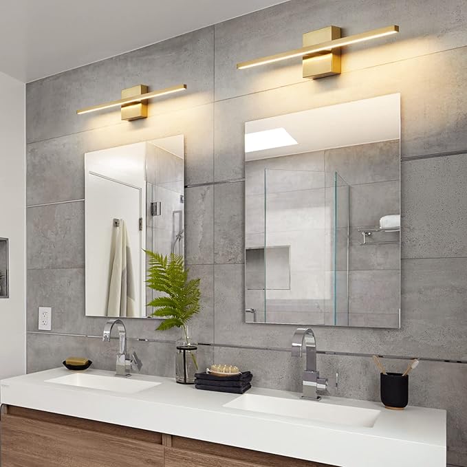 Gold Bathroom Light Fixtures Over Mirror 24 inch 18W LED Vanity Lights for Bathroom Modern Bath Sconces Wall Lighting 3500K Warm Light for Paintings