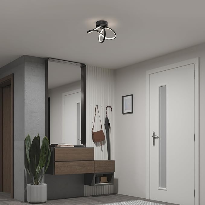 ARTIKA Loop 20W Integrated LED Flush Mount Ceiling Light, Black Modern Fixture for Kitchen, Bedroom, Bathroom, Hallway, 1200 Lumens, Adjustable 3000K-5000K