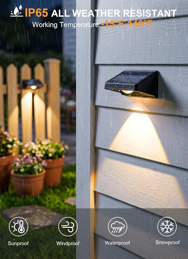 Solar Fence Lights Outdoor, 3000/4500/6000K 3 Mode 12Pack Fence Lights Solar Powered Ultra-Bright LED Lens IP65 Waterproof Solar Patio Lights for Outside,Deck/Flood/Backyard/Yard /Step/Railings/Wall