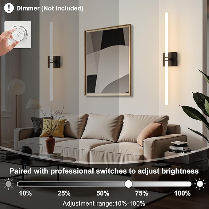 Bathroom Light Fixtures,Black 28W LED 360° Full Lighting Modern Wall Sconce Vanity Light with 5-Color Dimmable 3000K-6000K, 29.92inch Vanity Lighting for Bath, Powder Room, Bedroom, Hallway