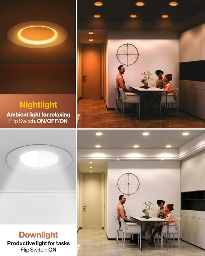 Sunco 96 Pack 6 Inch Recessed Light with Night Light, LED Can Lights Retrofit Lighting, 1000 LM, 12W, Selectable CCT 2700K/3000K/4000K/5000K/6000K, Dimmable, Damp Rated ETL