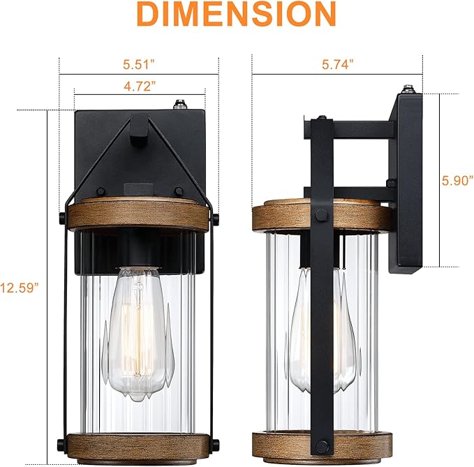 LONEDRUID Dusk to Dawn Sensor Outdoor Wall Sconce Lighting Anti-Rust Exterior Porch Light Fixtures Farmhouse Front House Lantern Waterproof Wall Mount Lamp for Patio Garage Entryway Doorway