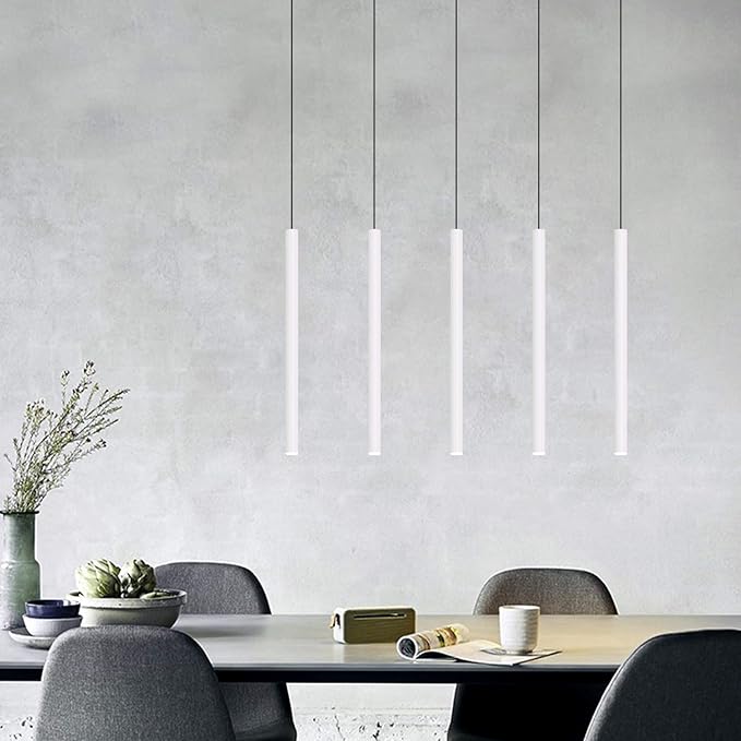 CANALIS 5 Mini Pendant Lighting White - LED Hanging Light Fixture for Kitchen Island, Bar, Foyer - Cluster Pendants - Dimmable, Adjustable Wire, Lamp Bulb Included
