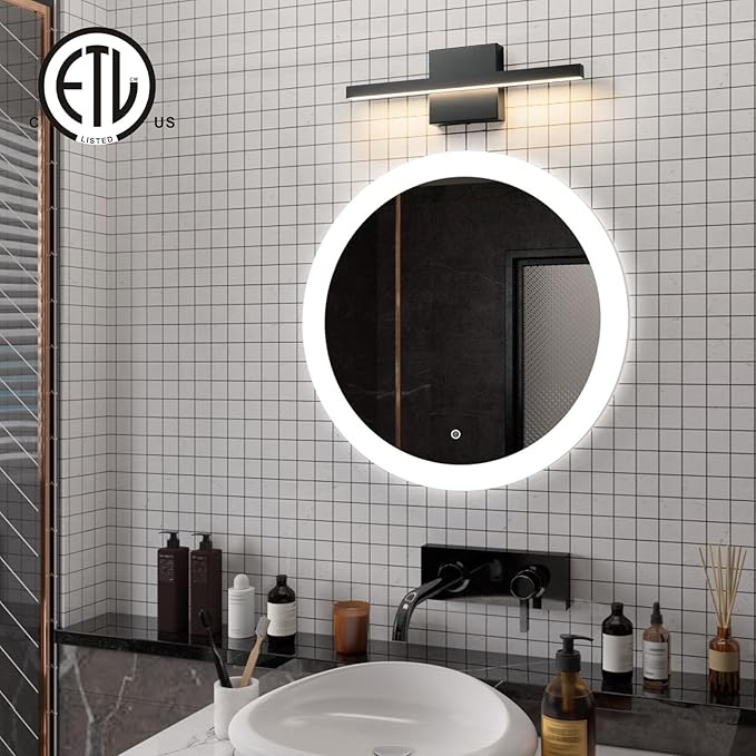 Epinl Black Bathroom Vanity Light - 15.7 inch 5CCT Modern Bathroom Light Fixture Over Mirror 12W LED Dimmable Wall Sconce Lighting Fixture for Bathroom Bedroom