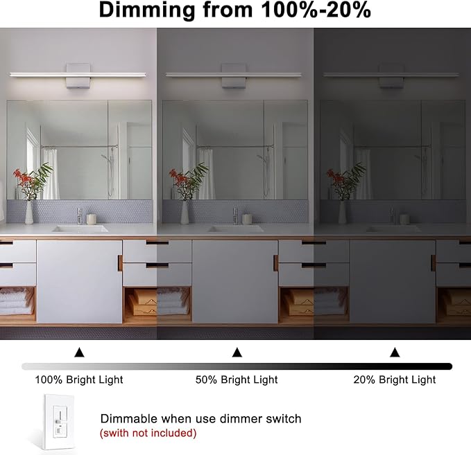 LED Modern Bathroom Light Fixtures 18W Brushed Nickel Vanity Lights Bar 5CCT Dimmable ixture Over Mirror Vanity Light for Bathroom Lighting 23.6 inch