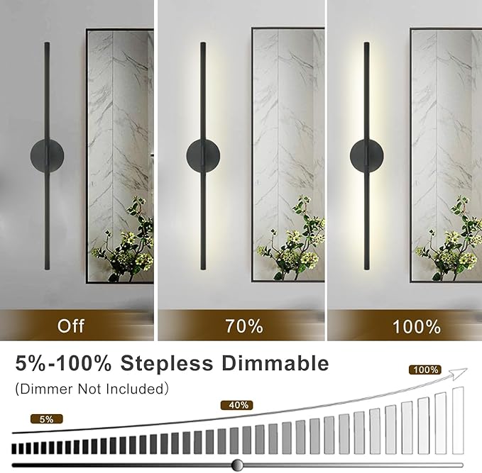 Matte Black Bathroom Light Fixtures Over Mirror 36 Inch, 26W 360° Rotatable Dimmable 4000K Led Vanity Light Bar, Modern Bathroom Vanity Lights Above Mirror