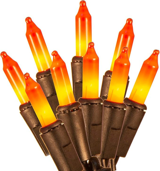 TIGOMOOV 100 Count Orange String Lights Plug in, 21ft Fall Lights with Black Wire, Orange Lights for Halloween Decorations Indoor, Mini String Lights Outdoor Tree Porch,Party Decor