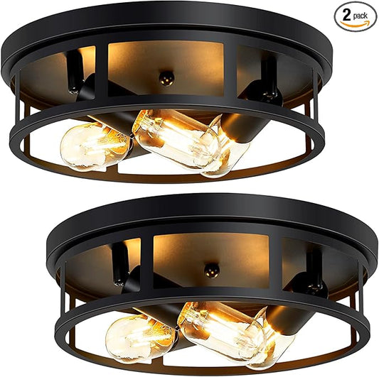 Ceiling Light Fixture,Black Flush Mount Ceiling Light,13 Inch Hallway Light fixtures Ceiling,Light Fixtures Ceiling Mount for Farmhouse,Kitchen (2, 13 inch)