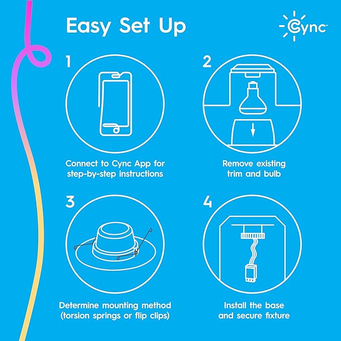 GE Cync Reveal® Smart LED Recessed Downlight, Color Changing WiFi Light, Matter Compatible, Compatible with Alexa and Google Home, 6in (3-Pack)