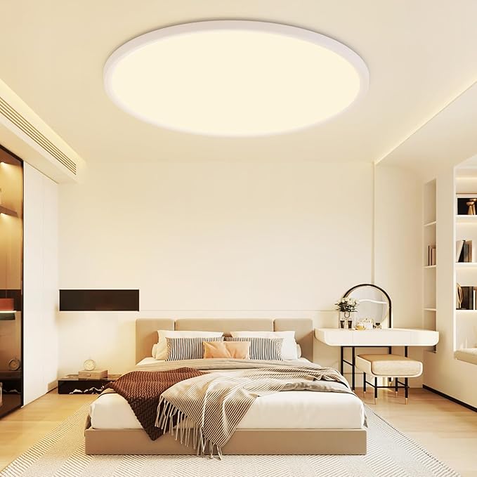 24 Inch Dimmable Ceiling Light Flush Mount 54W Remote Control LED Fixture 5400LM 3000K-6500K Adjustable Round Bright Lamp for Bedroom Kitchen Living Room Dining Bathroom White
