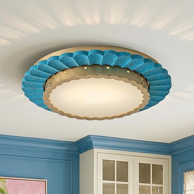 Parrot Uncle 19.7 Inch Close to Ceiling Light Fixtures Mid Century Art Deco Chandelier, Boho LED Ceiling Light Flush Mount for Bedroom, Living Room, Dining Room
