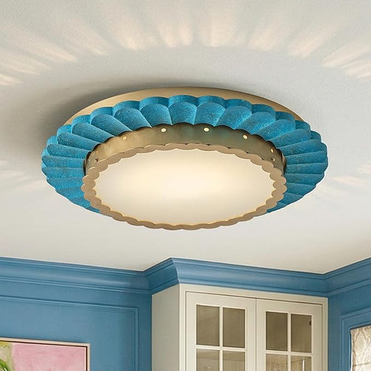 Parrot Uncle 19.7 Inch Close to Ceiling Light Fixtures Mid Century Art Deco Chandelier, Boho LED Ceiling Light Flush Mount for Bedroom, Living Room, Dining Room