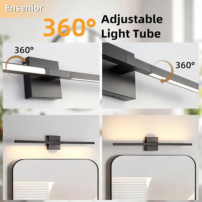 Brushed Black Vanity Light 30 Inch Modern Bathroom Light Fixtures 18W Wall Vanity Lamp Over Mirror, Dimmable 5CCT LED Wall Sconce for Bedroom Cabinets