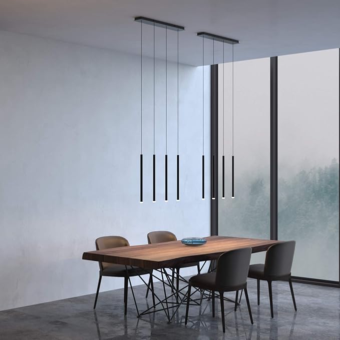 CANALIS 4 Mini Pendant Lighting Black - LED Hanging Light Fixture for Kitchen Island, Bar, Foyer - Cluster Pendants - Dimmable, Adjustable Wire, Lamp Bulb Included