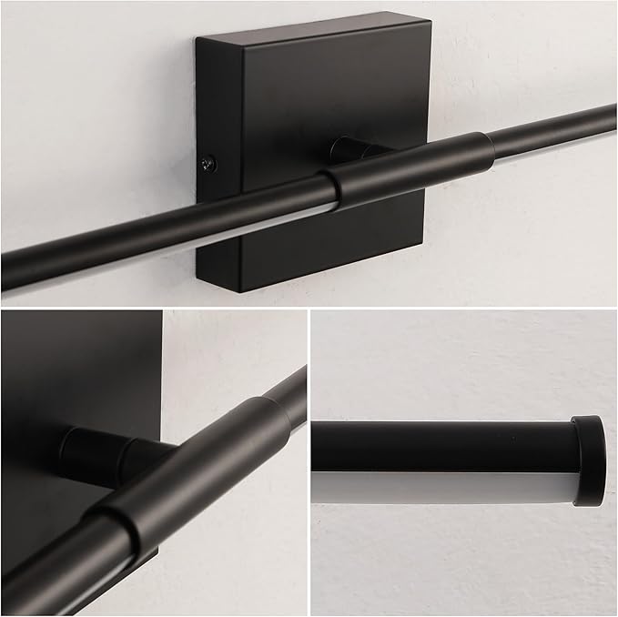 JONATHAN Y 28" Black Modern Dimmable Integrated LED Wall Sconce, Minimalist Adjustable Metal Vanity Light for Bathroom Mirror, Bedroom, Hallway, 3000K, ETL Listed (JYL7041C)