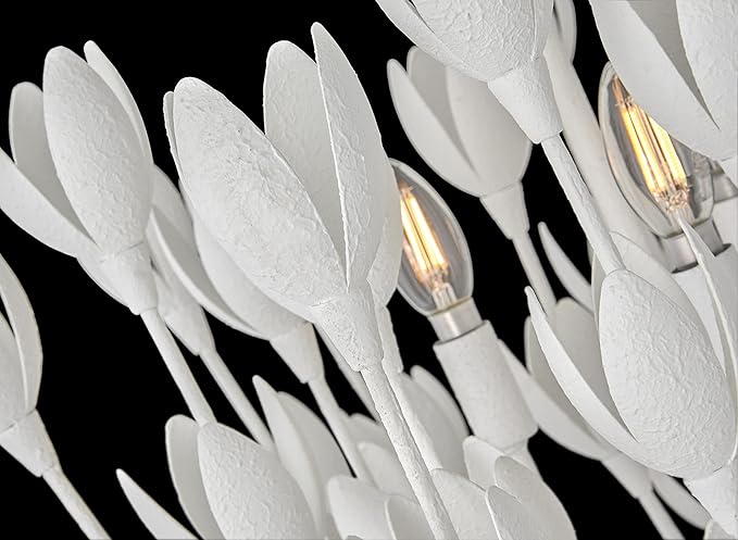 Hinkley Flora Large Convertible Semi-Flush Mount Ceiling Light - from the Lisa McDennon Collection, Handmade, Hand-Painted, Bulbs Nestled Inside Flowers, Converts to Pendant - in Textured Plaster