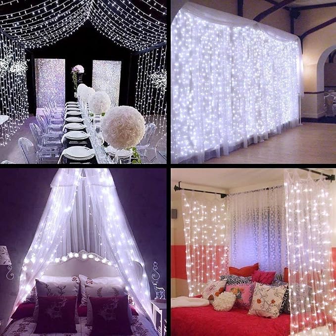Geanmoki 306 LED Window Curtain String Light Wedding Party Home Garden Bedroom Outdoor Indoor Wall Decorations
