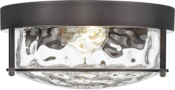 FEMILA 12" Flush Mount Ceiling Light, Modern Close to Ceiling Light Fixtures with Water Ripple Glass, E26 Base, 4FTJ22WG-F ORB