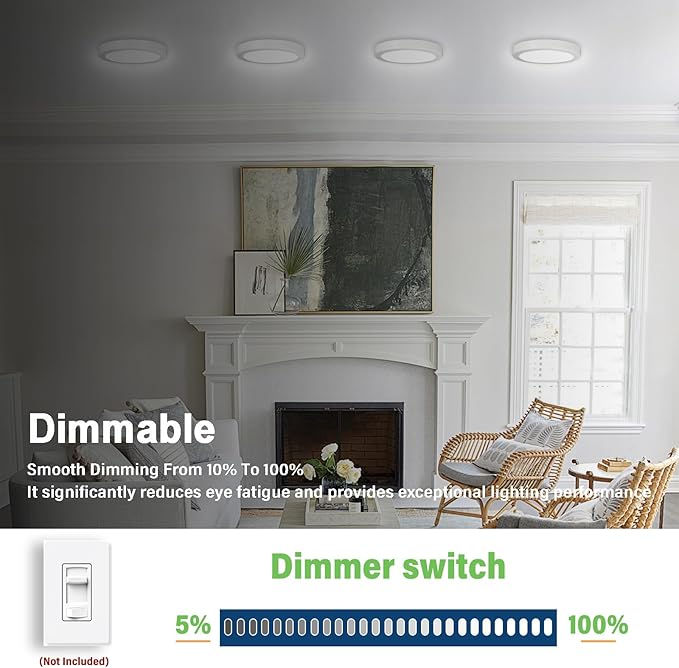ETL Certified 7 inch LED Ceiling Light Flush Mount Dimmable Ultra Slim Round Flat Ceiling Lamps 5CCT-2700K/3000K/3500K/4000K/5000K LED Ceiling Lights for Kitchen,Bathroom,Hallway 8 Pack(White)