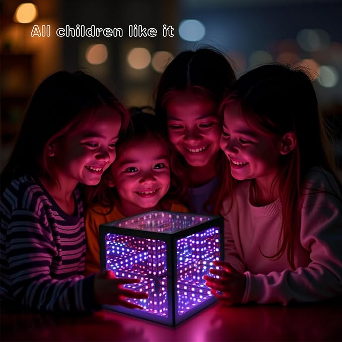 Infinity Mirror Hyper Cube Table Lamp, Desk Art Night Light, Color-Changing Music-Sync APP-Controlled Ambient Light for Gaming, Party, Home, Gift (Small 4Inchs)