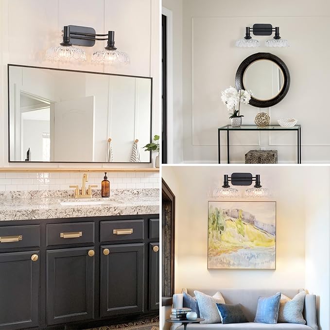 Modern Wall Sconce 2-Light Bathroom Vanity Lights Matte Black Bedroom Light Fixtures in Door Lighting Fixture for Living Room Hallway Corridor