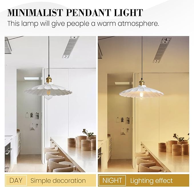 Hanging Lamp Plug in White 15.7 Inch Metal Lampshade Pendant Light Adjustable 14Ft Cord Pendant Light Plug in Living Room Bedroom Farmhouse Industrial Hanging Lights