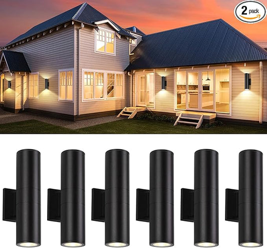 6Pack 14inch LED Square Up & Down Wall Lights,14W Outdoor Wall Light 4000K Day White Aluminum Body Waterproof IP65 LED Exterior Light Fixtures Wall Mount for House Patio Garage Garden.